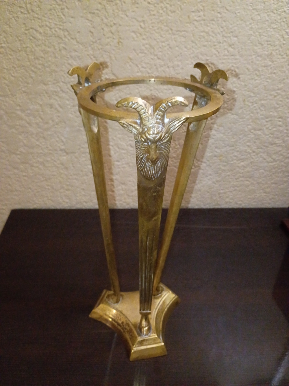 Rare Antique/Vintage Brass Goat-Head Art Sculpture Pedestal - Decorative Accent